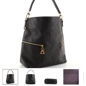 Authentic LOUIS VUITTON Black MELIE Leather Hobo bag. Dust Cover Box. RETIRED